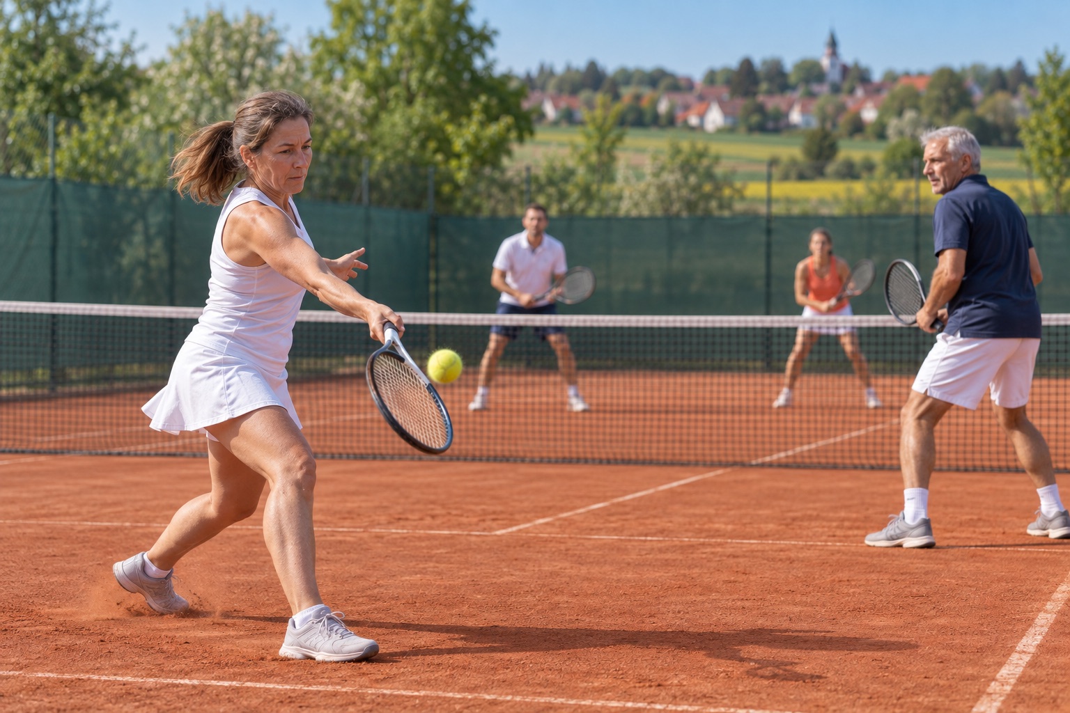 Mixed-Doppel auf dem Sandplatz in Heimerdingen